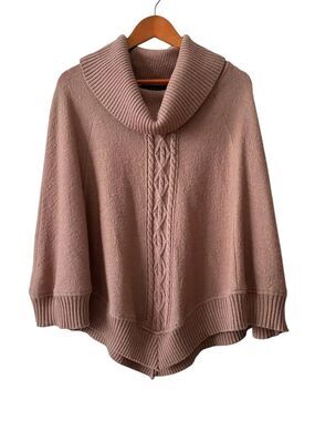 August Silk Cowl Neck Poncho Cape Sweater